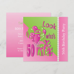 Invitation Regardez qui a 50 ans en rose - 50e anniversaire I
