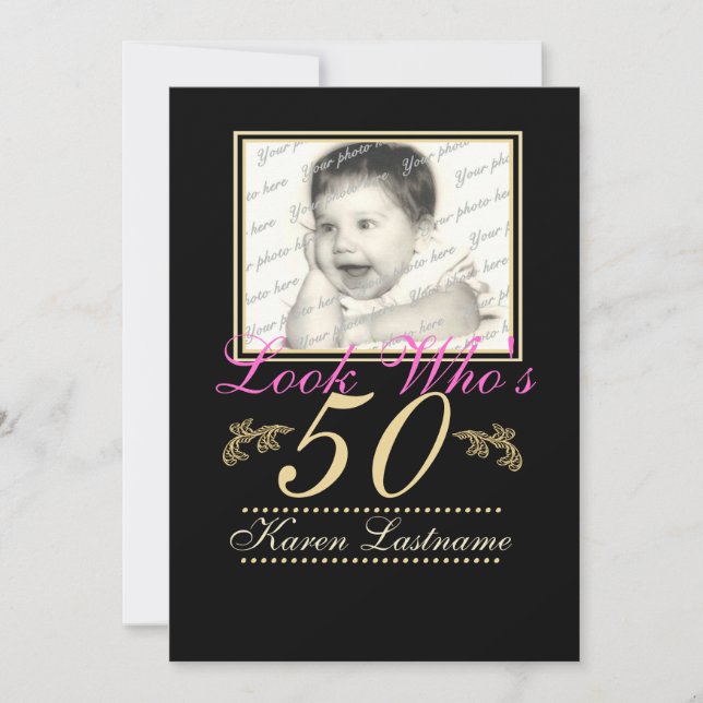 Invitation Regardez qui a 50 photos (Devant)