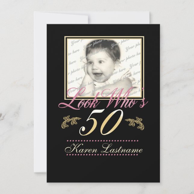 Invitation Regardez qui a 50 photos (Devant)