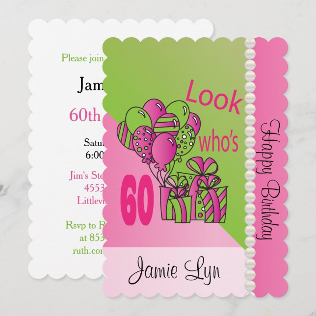 Invitation Regardez qui a 60 ans | 60e anniversaire (Devant / Derrière)
