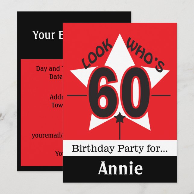 Invitation Regardez qui a 60 ans | Anniversaire 60 ans | Text (Devant / Derrière)