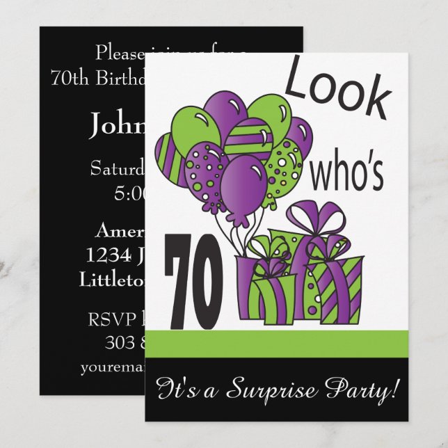 Invitation Regardez qui a 70 ans | 70e anniversaire (Devant / Derrière)