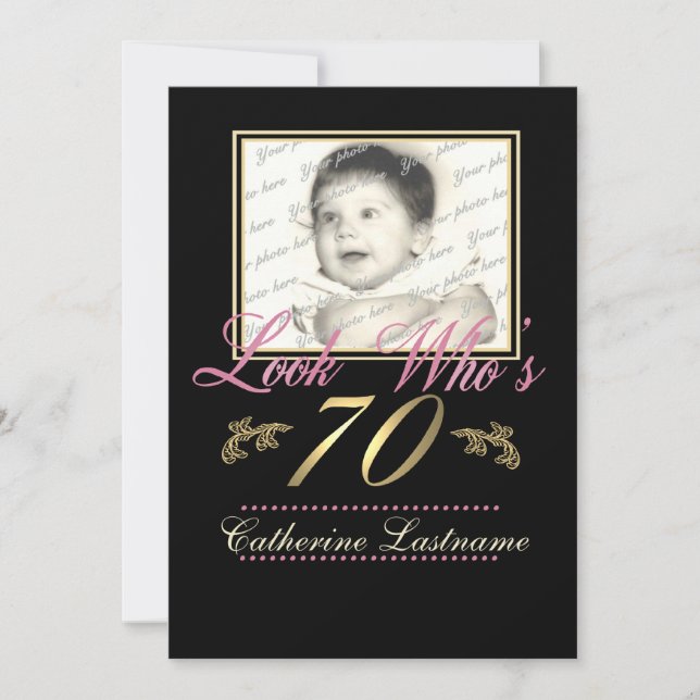 Invitation Regardez qui a 70 photos (Devant)
