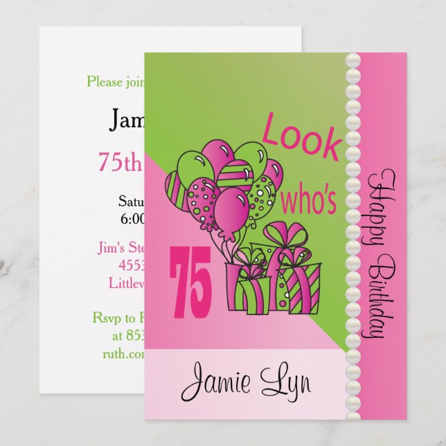 Invitation Regardez qui a 75 ans | Anniversaire 75 ans (Devant / Derrière)