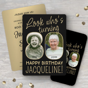 Invitation Regardez qui a 80 ans Fête d'anniversaire Black &