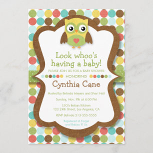 Invitation Regardez qui a un bébé - Baby shower de hibou Unis