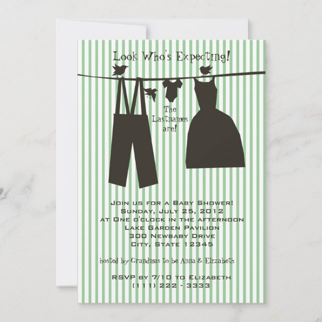 Invitation Regardez qui attend le Baby shower (Devant)