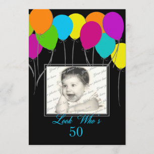 Invitation Regardez qui est 50 Ballons de fête Anniversaire P