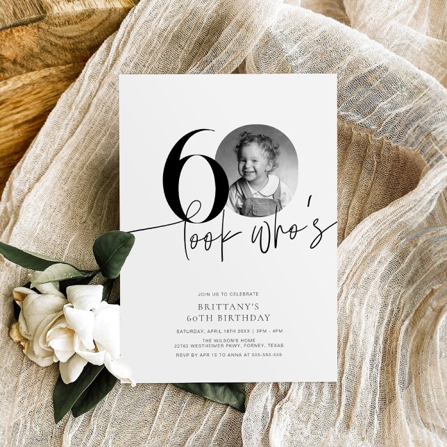 Invitation Regardez qui est 60 drôle Photo Simple 60e anniver (Créateur téléchargé)