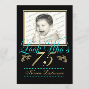 Invitation Regardez qui est 75 Photo Turquoise