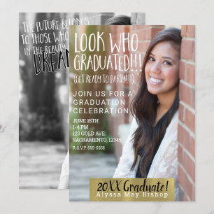Invitation Regardez qui est diplômé Photo complète de graduat
