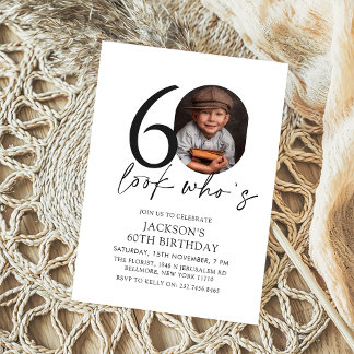 Invitation Regardez qui est moderne photo simple 60e annivers