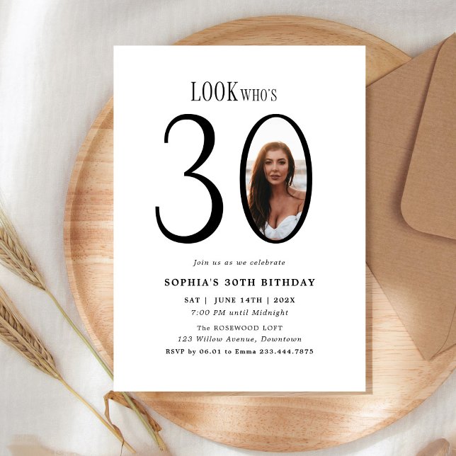 Invitation Regardez qui est trente photo minimale 30e anniver (Créateur téléchargé)
