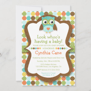Invitation Regardez Whoo ayant un bébé - baby shower de