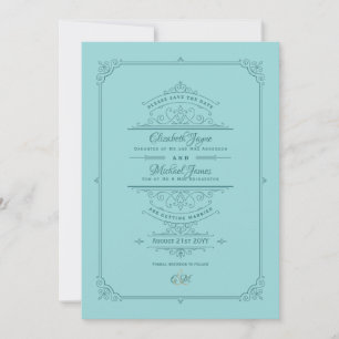 Invitation Régence vintage Mariage Organisé Enregistrer Les D