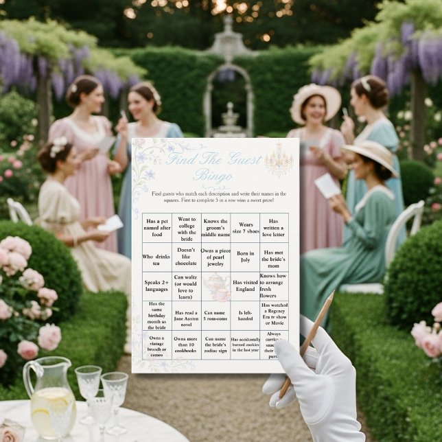 Invitation Regency  Find the Guest Bridal Shower Bingo game  (Regency Find the Guest Bridal Shower Bingo game)