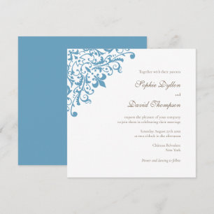 Invitation Regency French Blue Fleur de Lis Carré