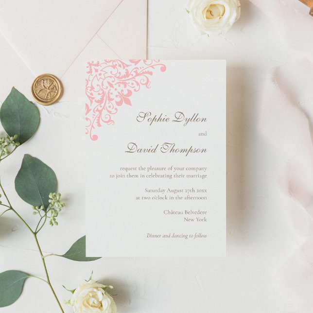 Invitation Regency rose Fleur de Lis Motif (Créateur téléchargé)