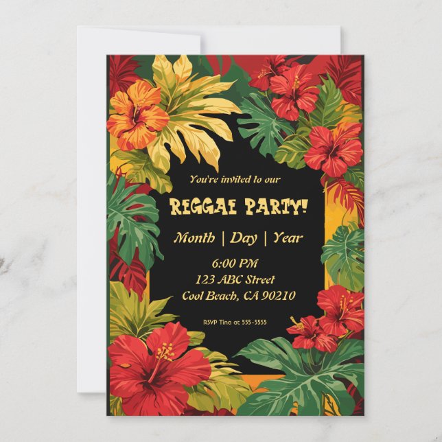 Invitation Reggae et Island Party (Devant)