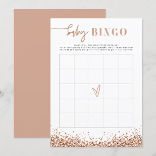 Invitation REGINA Rose Gold Sequins Baby shower Bingo Jeu