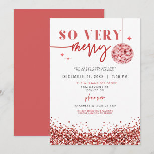 Invitation REGINA So Very Joyeux Red Sequins Noël