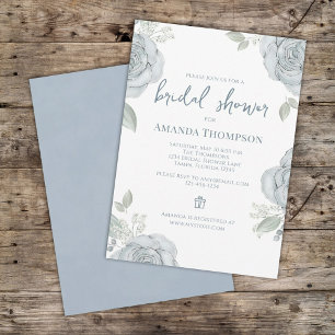 Invitation Registre cadeau de Fêtes des mariées Florales Bleu