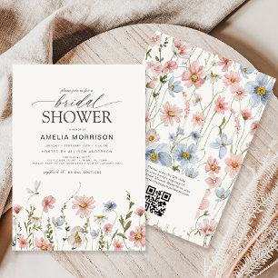 Invitation Registre de code QR de jardin de fleurs sauvages p