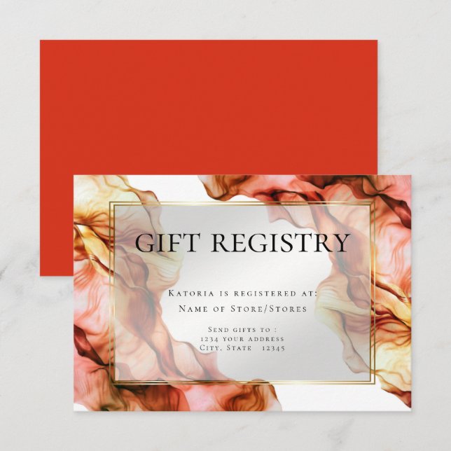 Invitation Registre des cadeaux | Aquarelle Abstraite Couleur (Devant / Derrière)