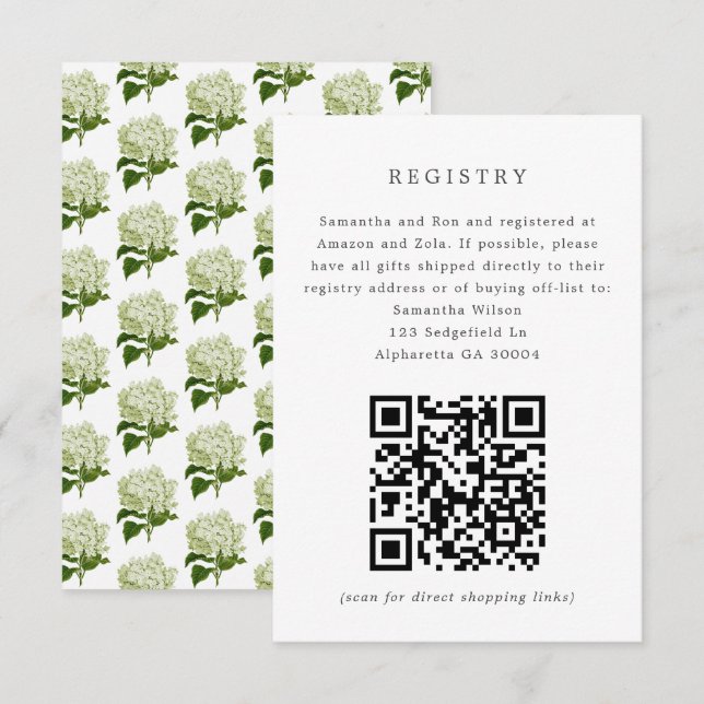 Invitation Registre d'invitation à la nuptiale Hydrangea blan (Devant / Derrière)