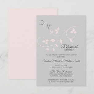 Invitation REHEARSAL DÎNER Pastel Rose rose Grey Mariage