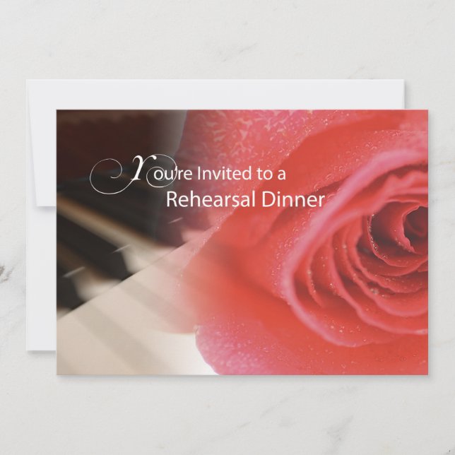 Invitation, Rehearsal Dinner, Piano Rose Anniversa Invitation (Front)