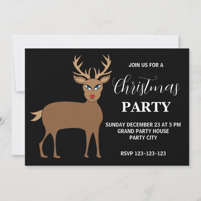 Invitation Reindeer Antlers Fête de Noël (Devant)