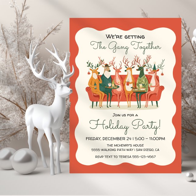 Invitation Reindeer drôle Office Fêtes Amies (Créateur téléchargé)