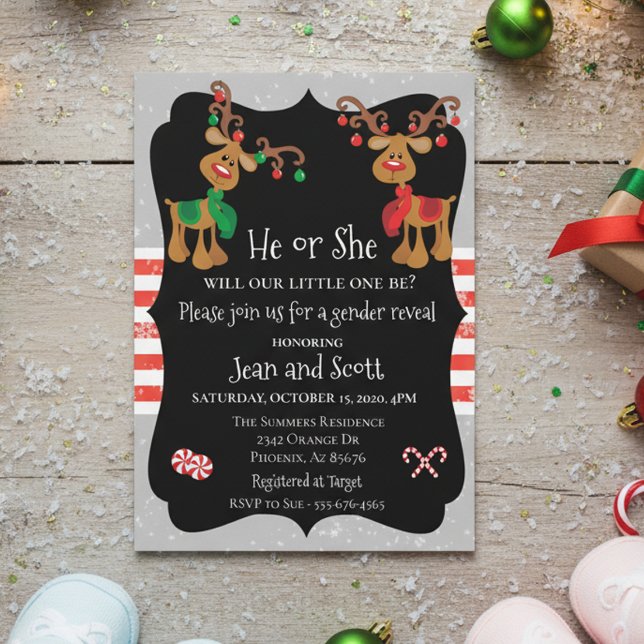 Invitation Reindeer Noël Vacances Révélation de genre (Créateur téléchargé)