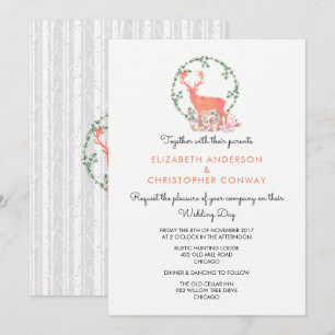 Invitation Reindeer Rustique Botanique Aquarelle Mariage