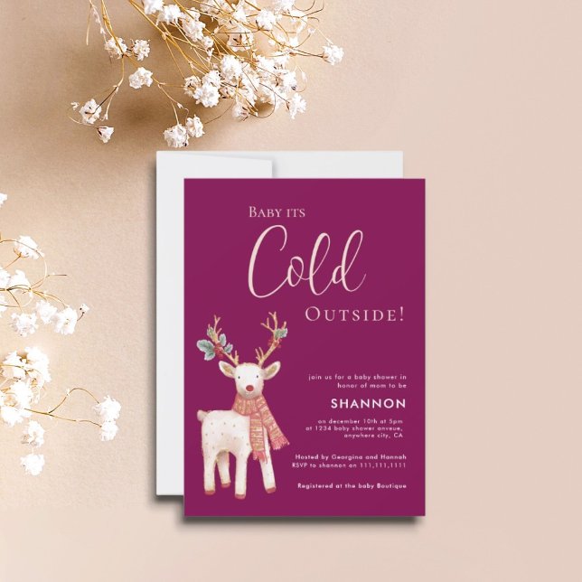 Invitation Reindeer Winter Cold Outside Baby Shower  (Créateur téléchargé)