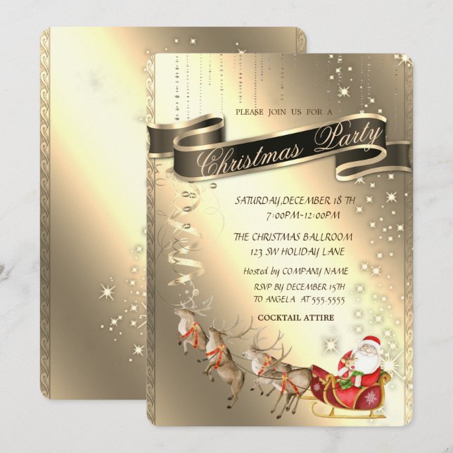 Invitation Reindees, Père Noël, Sleigh Christmas Company (Devant / Derrière)