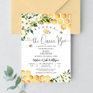Invitation Reine Abeille Fête de Bébé Maman à Abeille Genre N
