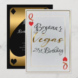 Invitation Reine blanche et rouge de cœur Vegas 21e anniversa