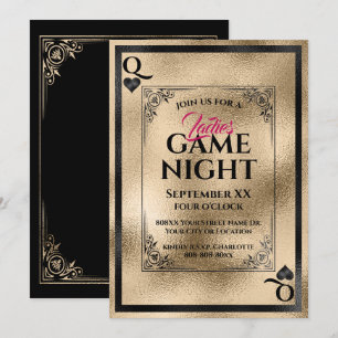 Invitation Reine d'Or Soirée de Jeux entre Dames