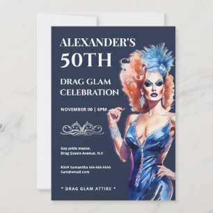 Invitation Reine du drag carnaval festival lgbtq glamour pail