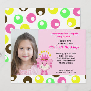 Invitation REINE DU JUNGLE *PHOTO* Anniversaire 5x7