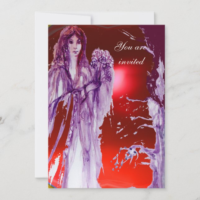 Invitation REINE GUINEVERE Imaginaire rouge pourpre (Devant)