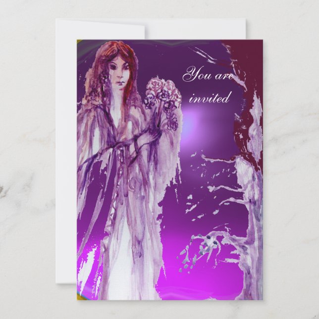 Invitation REINE GUINEVERE violet fuchsia rouge blanc (Devant)