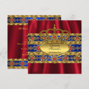 Invitation Reine Roi Prince Royal Bleu Royal Rouge Couronne