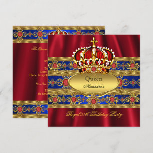 Invitation Reine Roi Prince Royal Bleu Royal Rouge Couronne 2