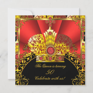 Invitation Reine Roi Royal Rouge Or Royal Fête d'anniversaire