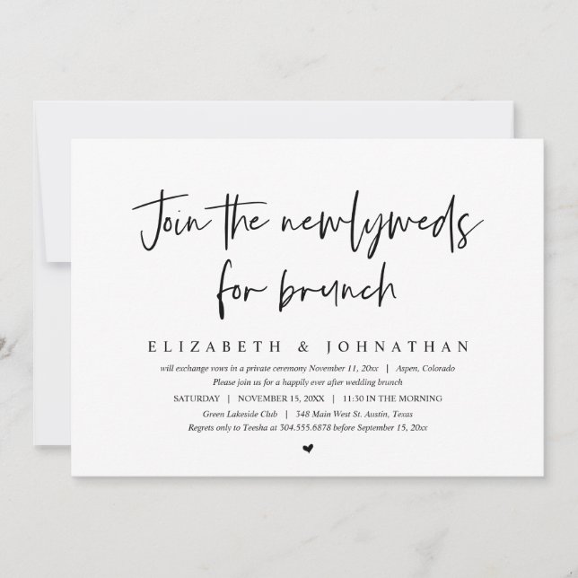 Invitation Rejoignez Les Nouveaux Mariés Pour Mariage Elopeme (Devant)
