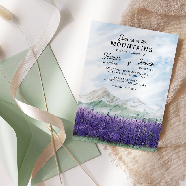 Invitation Rejoignez-nous dans les Montagnes Pittoresque Mari (Join us in the Mountains Wedding Invitation from my Mountain Lavender Wedding Collection
)