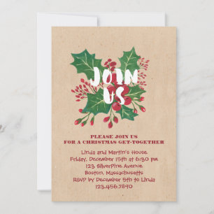 Invitation Rejoignez-nous Noël Foliage Foliage Fêtes Invitati